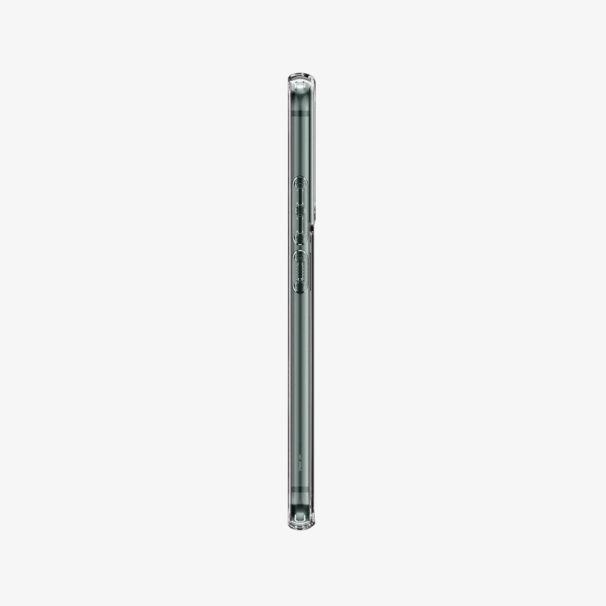 ACS03988 - Galaxy S22 5G Case Ultra Hybrid in crystal clear showing the side with volume controls