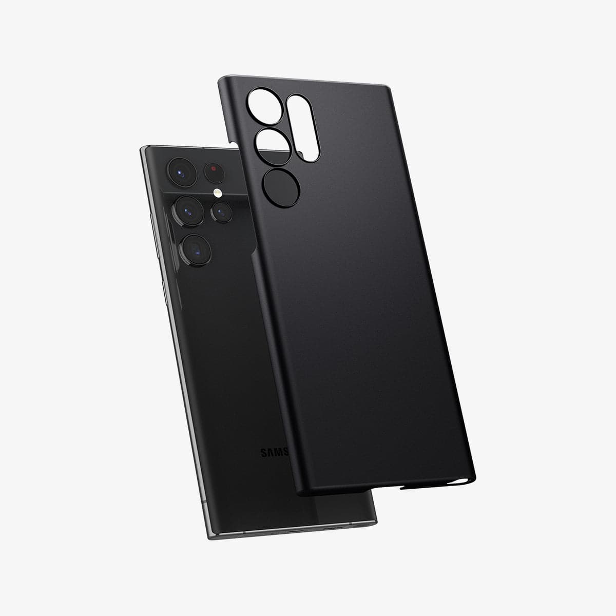 ACS04383 - Galaxy S22 Ultra 5G Case AirSkin in black showing the back with case hovering away from device