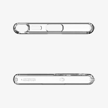 ACS03918 - Galaxy S22 Ultra 5G Case Ultra Hybrid in crystal clear showing the top and bottom with precise cutouts