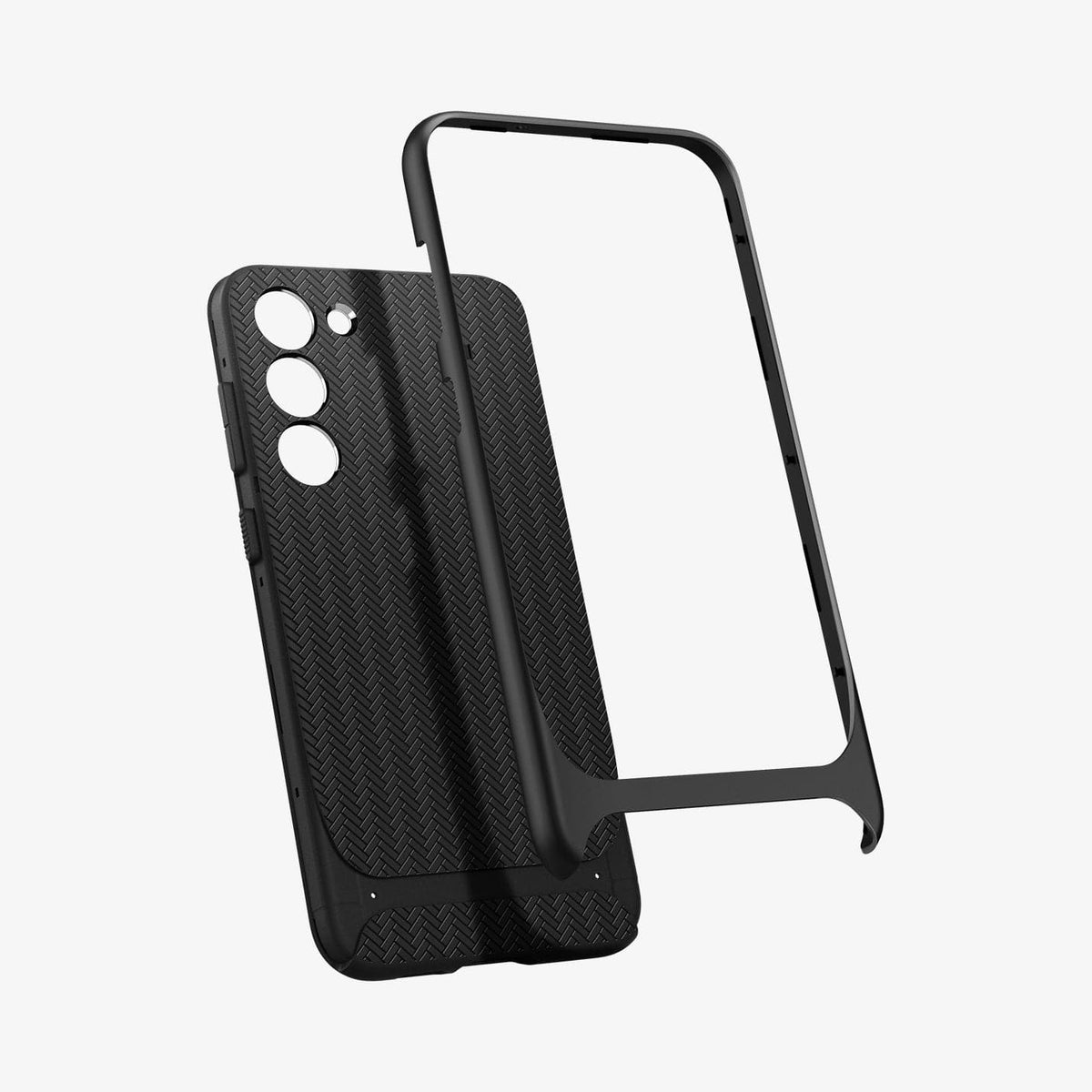 ACS05674 - Galaxy S23 Plus Case Neo Hybrid in black showing the back hard component hovering away from case