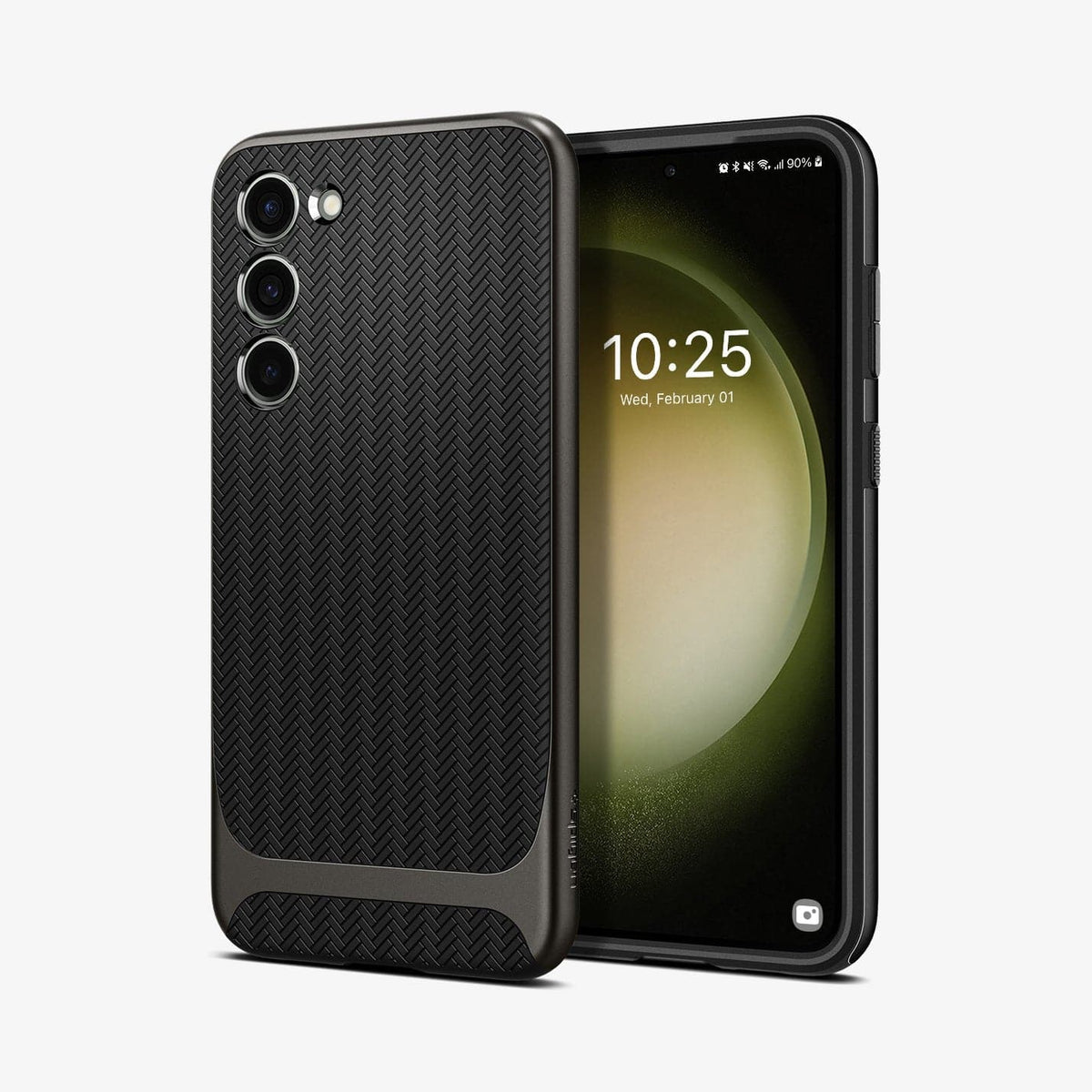 ACS05722 - Galaxy S23 Case Neo Hybrid in gunmetal showing the back and front