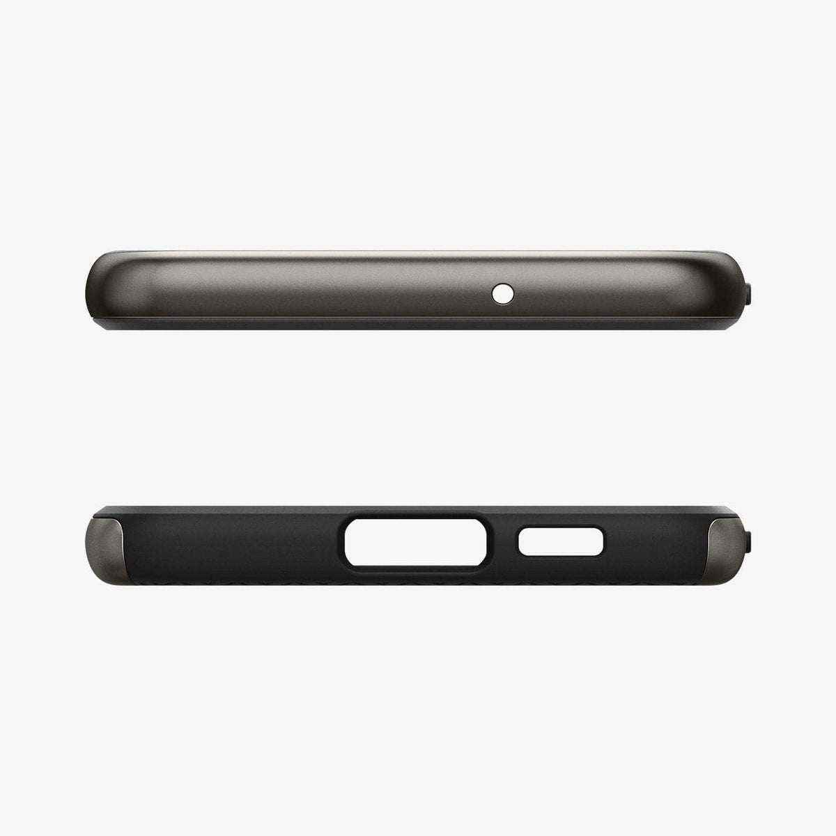 ACS05675 - Galaxy S23 Plus Case Neo Hybrid in gunmetal showing the top and bottom with precise cutouts