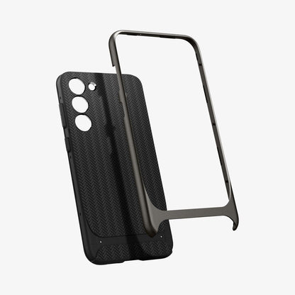 ACS05675 - Galaxy S23 Plus Case Neo Hybrid in gunmetal showing the back hard component hovering away from case