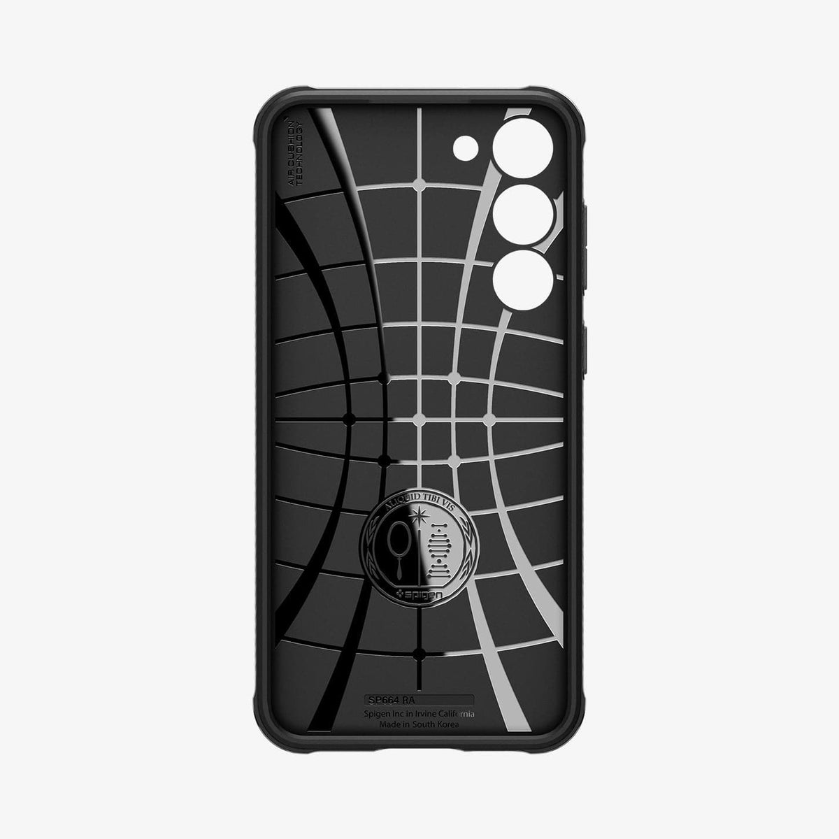 ACS05711 - Galaxy S23 Case Rugged Armor in matte black showing the inside of case