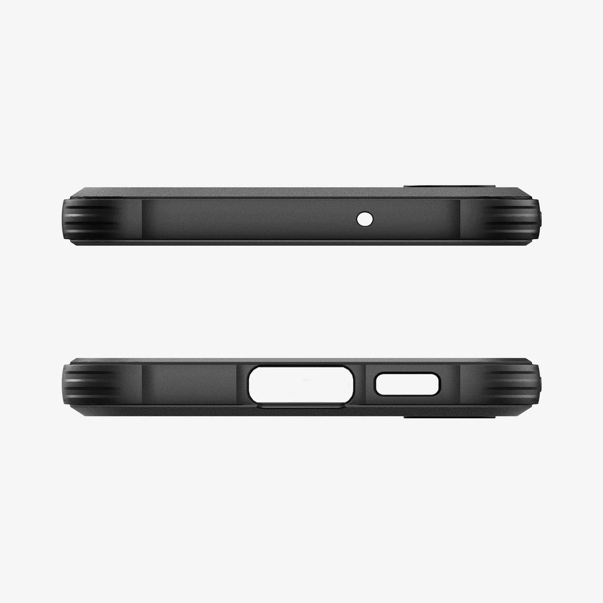 ACS05711 - Galaxy S23 Case Rugged Armor in matte black showing the top and bottom with precise cutouts