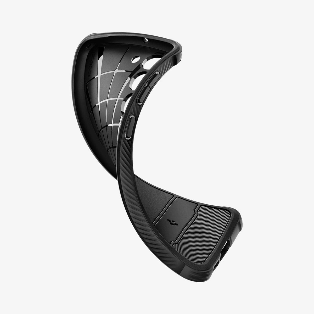 ACS05711 - Galaxy S23 Case Rugged Armor in matte black showing the case bending to show the flexibility