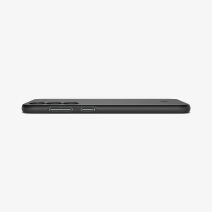 ACS05707 - Galaxy S23 Case Thin Fit in black showing the side and partial back with device laying flat
