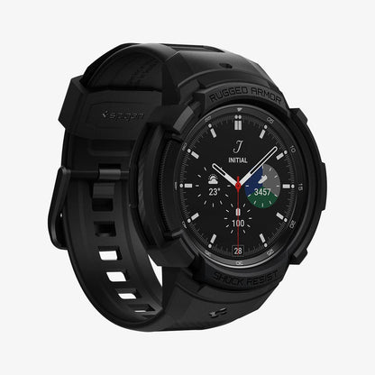 ACS03832 - Galaxy Watch 4 Classic (46mm) Case Rugged Armor Pro in black showing the front and side