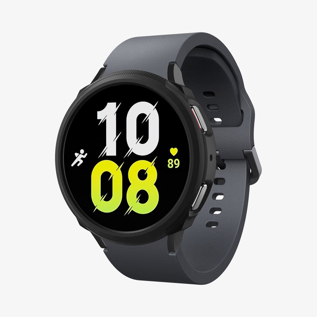 ACS03138 - Galaxy Watch 5/4 (44mm) Case Liquid Air in matte black showing the front and partial inside of band