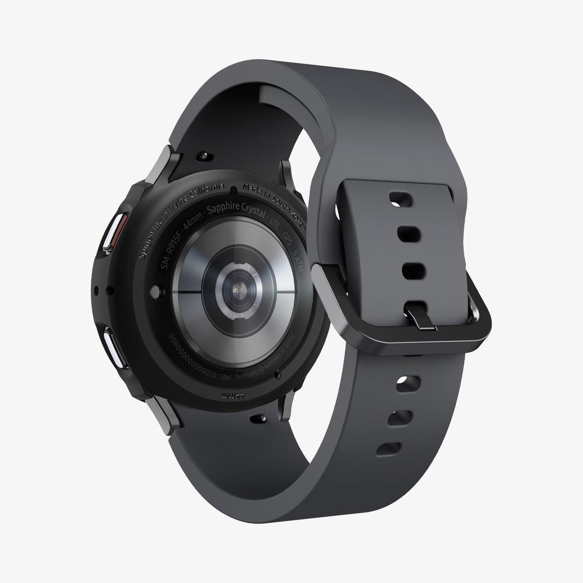 ACS03138 - Galaxy Watch 5/4 (44mm) Case Liquid Air in matte black showing the back and inside of band