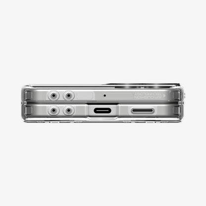 ACS09559 - Galaxy Z Flip 7 Case Ultra Hybrid Pro (MagFit) in clear white showing the bottom of case