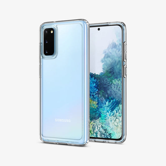 ACS00792 - Galaxy S20 Ultra Hybrid Case in crystal clear showing the back and front