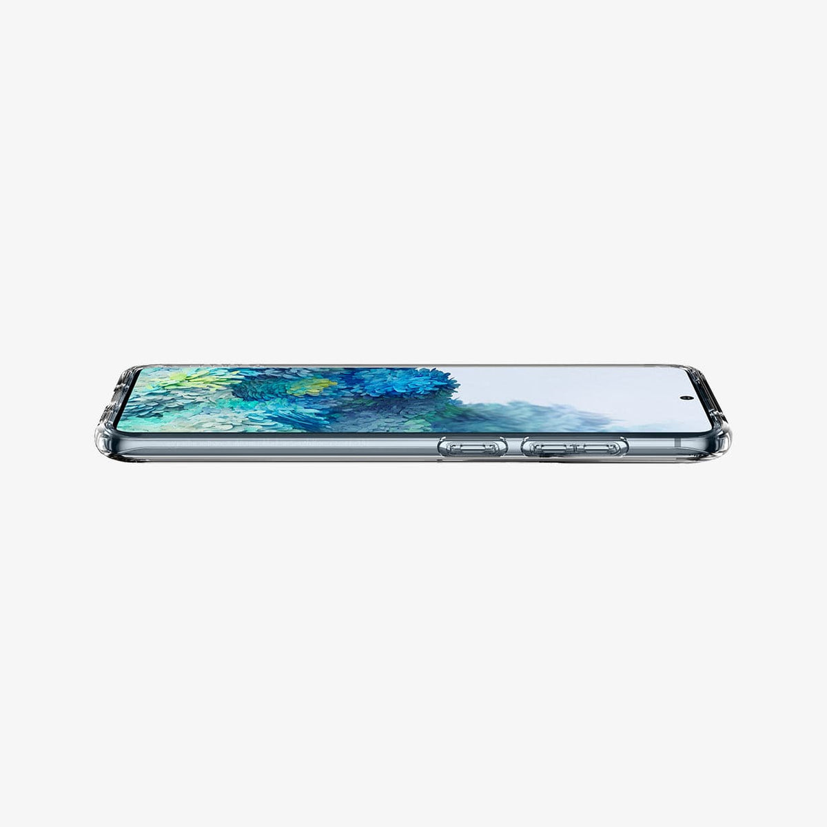 ACS00792 - Galaxy S20 Ultra Hybrid Case in crystal clear showing the side and partial front