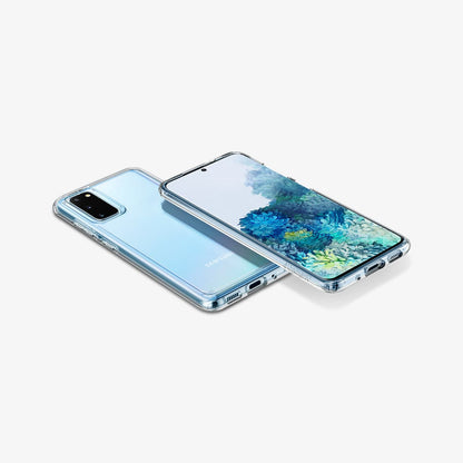 ACS00792 - Galaxy S20 Ultra Hybrid Case in crystal clear showing the back, front, sides and bottom