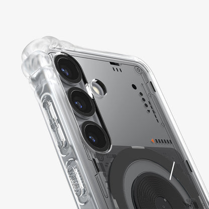ACS09470 - Galaxy S25 Case Ultra Hybrid Metal Ring Neo One (MagFit) in Neo One showing the back, partial side and bottom
