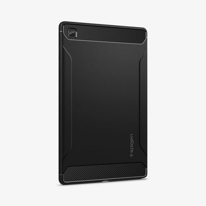 ACS01562 - Galaxy Tab A7 Case Rugged Armor in matte black showing the back and partial side