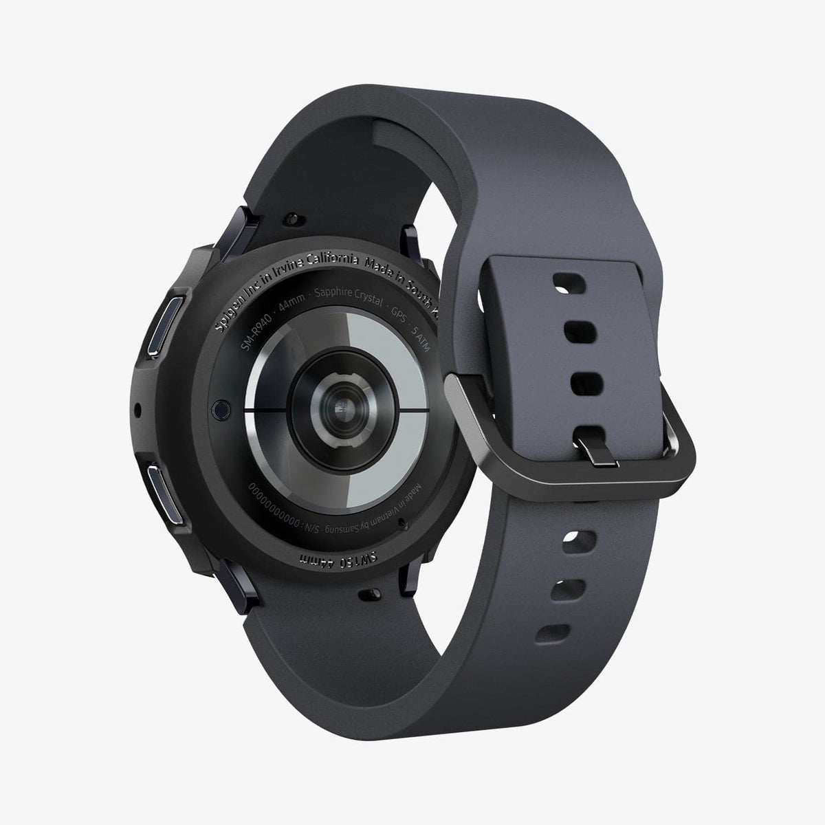 ACS06392 - Galaxy Watch 6 (44mm) Case Liquid Air in matte black showing the back