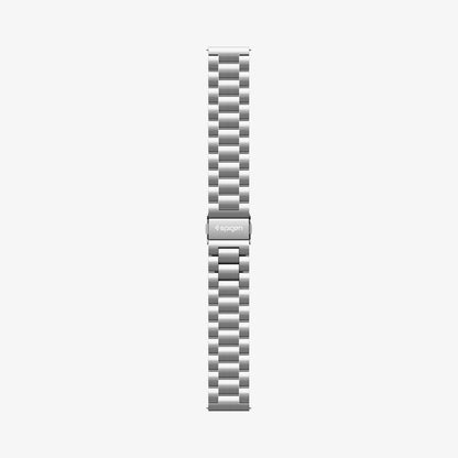 AMP03870 - Galaxy Watch 6 Band Modern Fit in silver showing the watch band laid out flat
