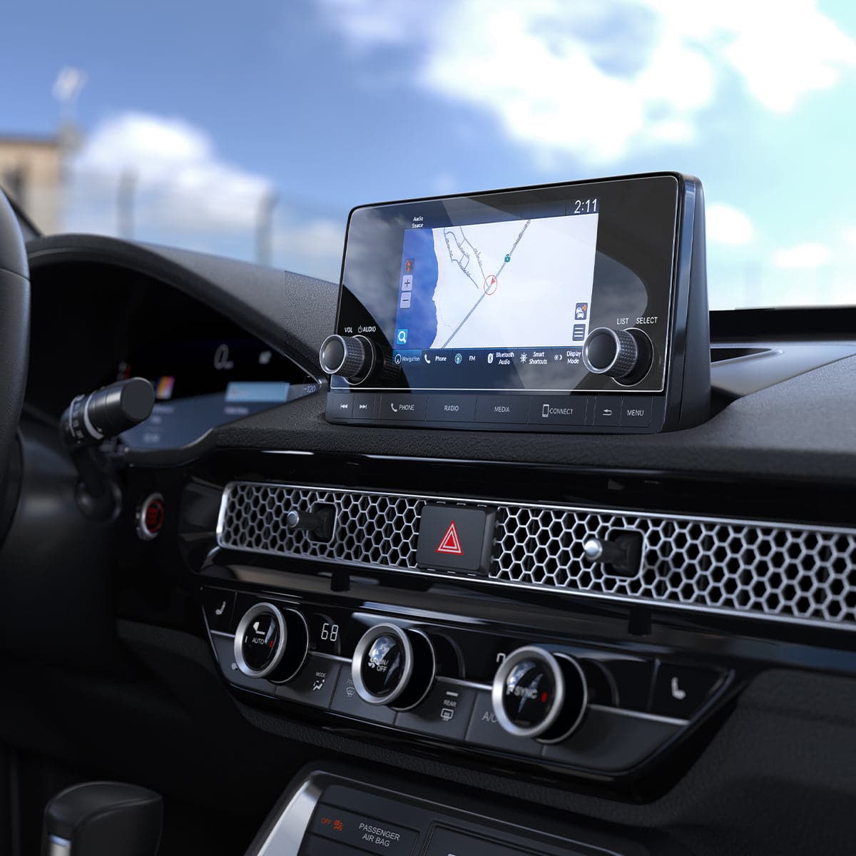 AGL05414 - Honda Civic 7" Screen Protector GLAS.tR Slim Anti-Glare showing the passenger side view inside of car