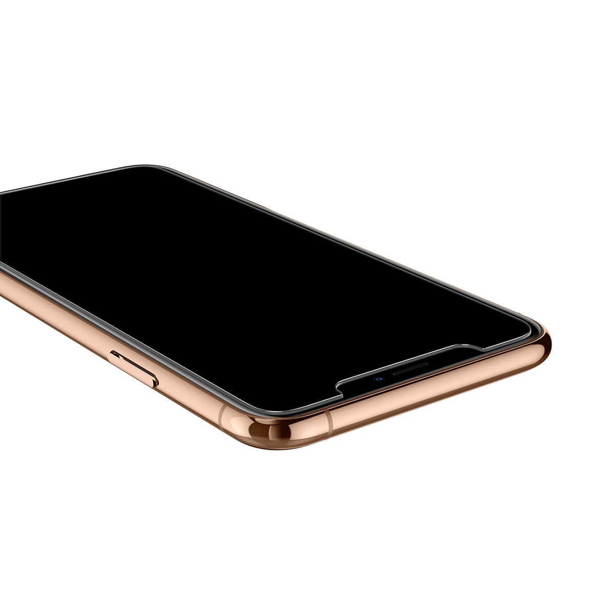 063GL25358 - iPhone 11 Pro Screen Protector GLAS.tR EZ Fit showing the front and side with device laying flat