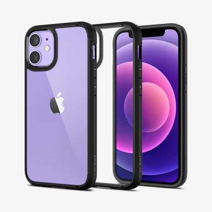 ACS01746 - iPhone 12 Mini Case Ultra Hybrid in matte black showing the back, inside and front