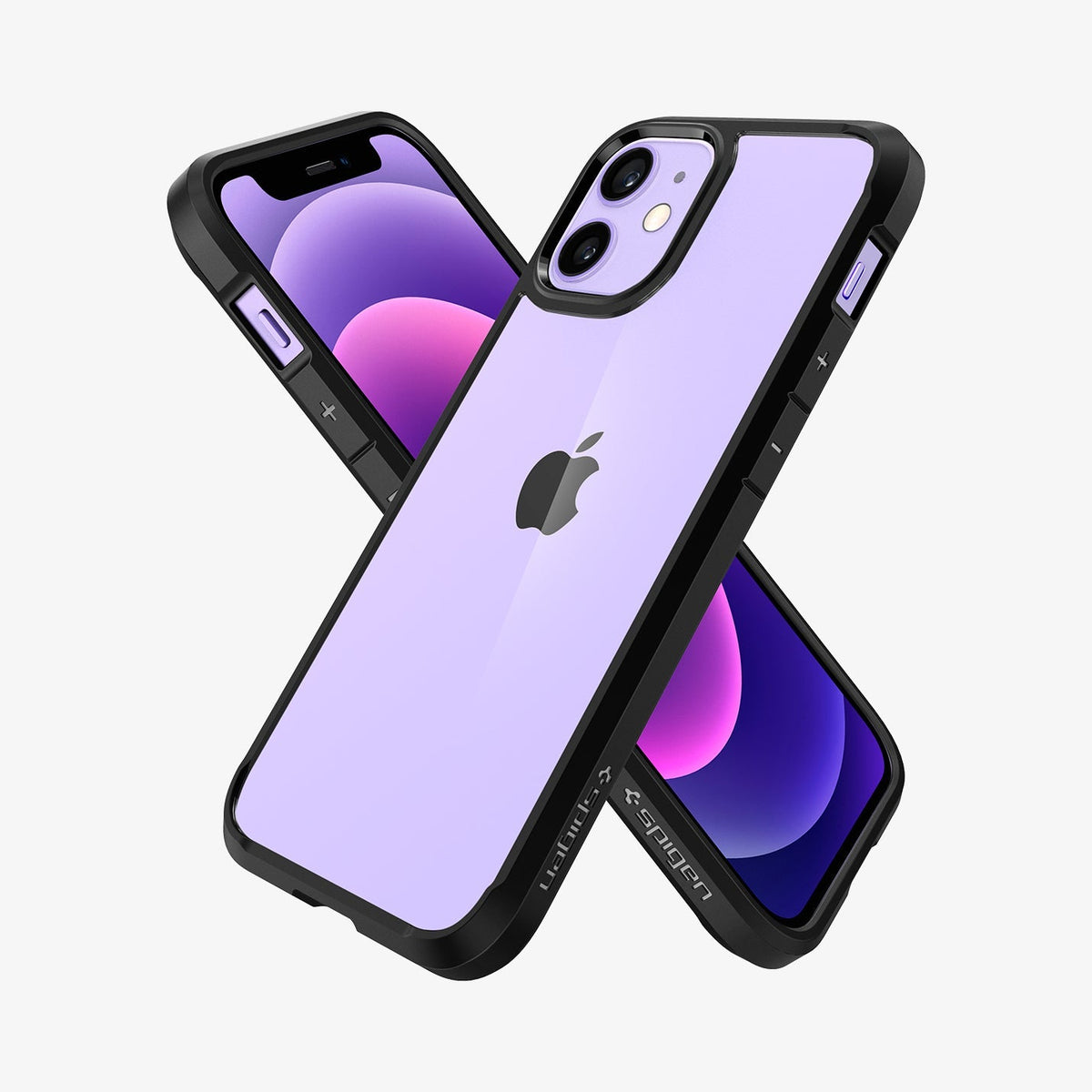 ACS01746 - iPhone 12 Mini Case Ultra Hybrid in matte black showing the back, front and sides