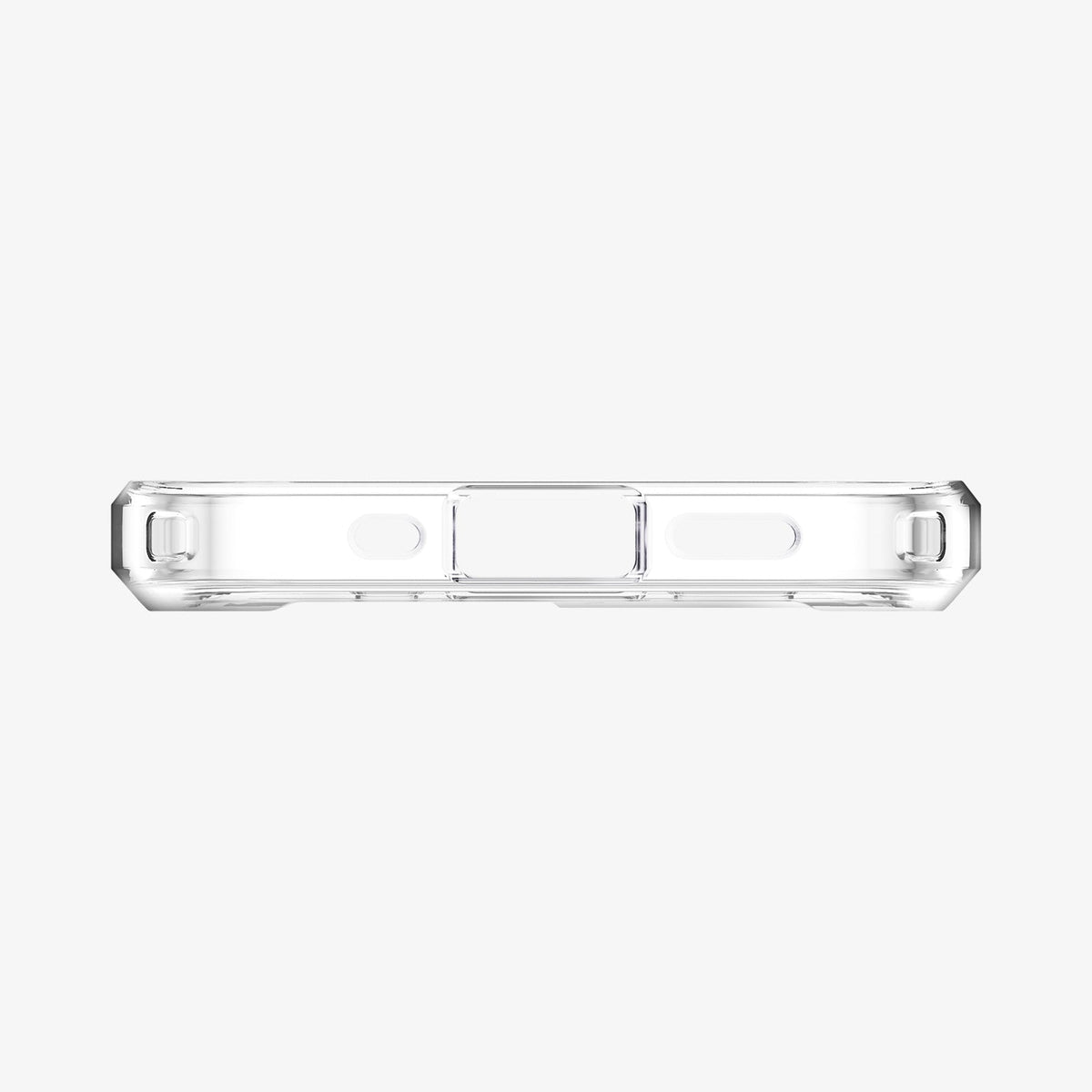 ACS01745 - iPhone 12 Mini Case Ultra Hybrid in crystal clear showing the bottom with precise cutouts