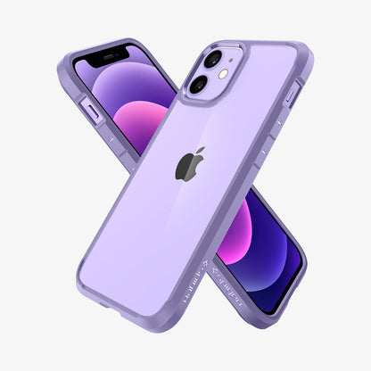 ACS03110 - iPhone 12 Mini Case Ultra Hybrid in iris purple showing the back, front and sides