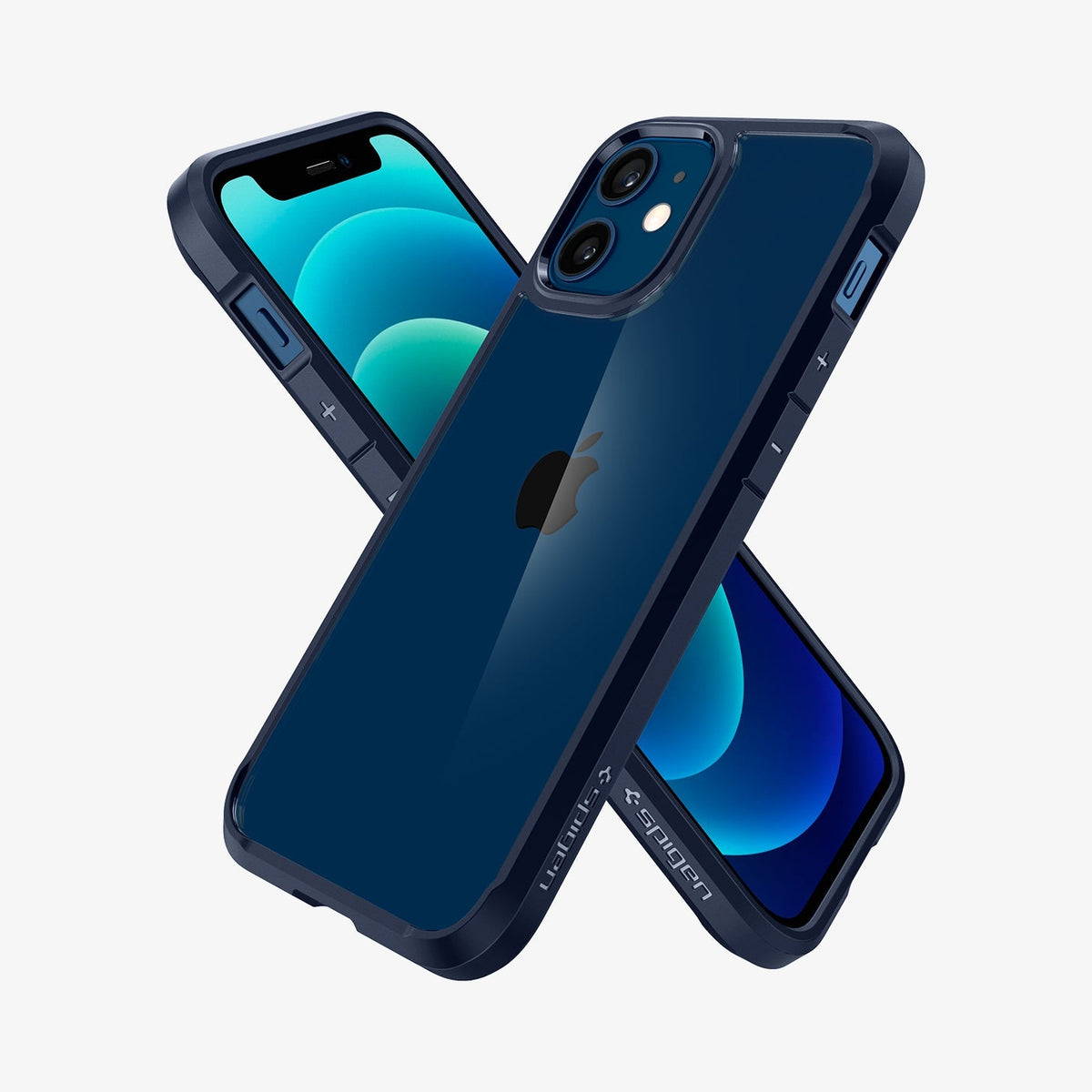 ACS02798 - iPhone 12 Mini Case Ultra Hybrid in navy blue showing the back, front and sides