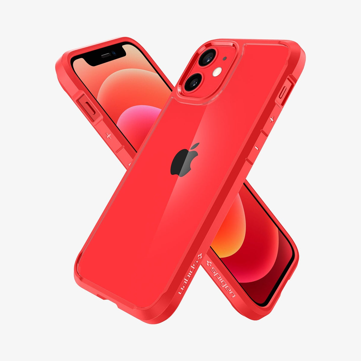 ACS01747 - iPhone 12 Mini Case Ultra Hybrid in red showing the back, front and sides