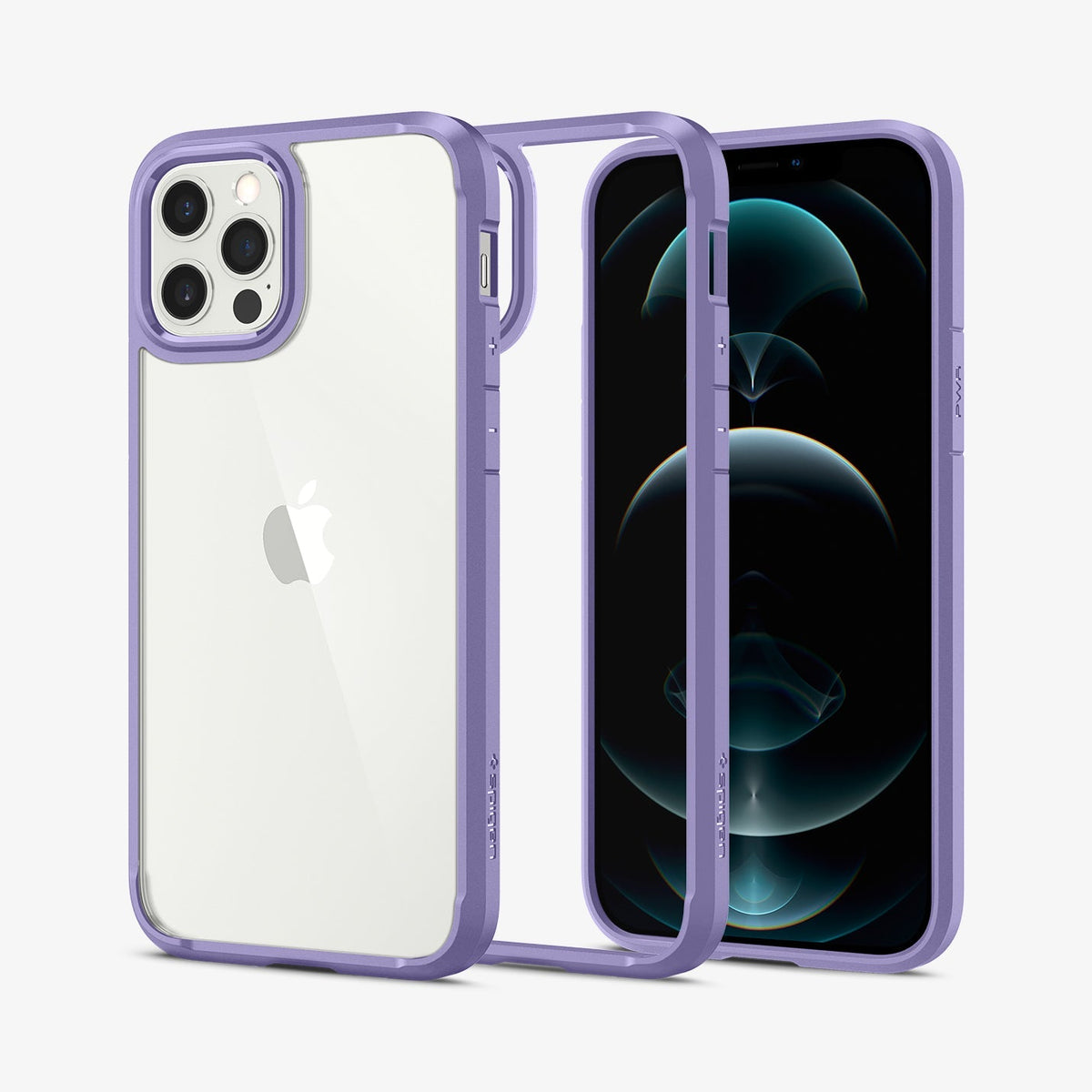 ACS03109 - iPhone 12 / 12 Pro Case Ultra Hybrid in iris purple showing the back, inside and front