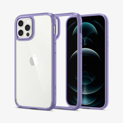 ACS03109 - iPhone 12 / 12 Pro Case Ultra Hybrid in iris purple showing the back, inside and front