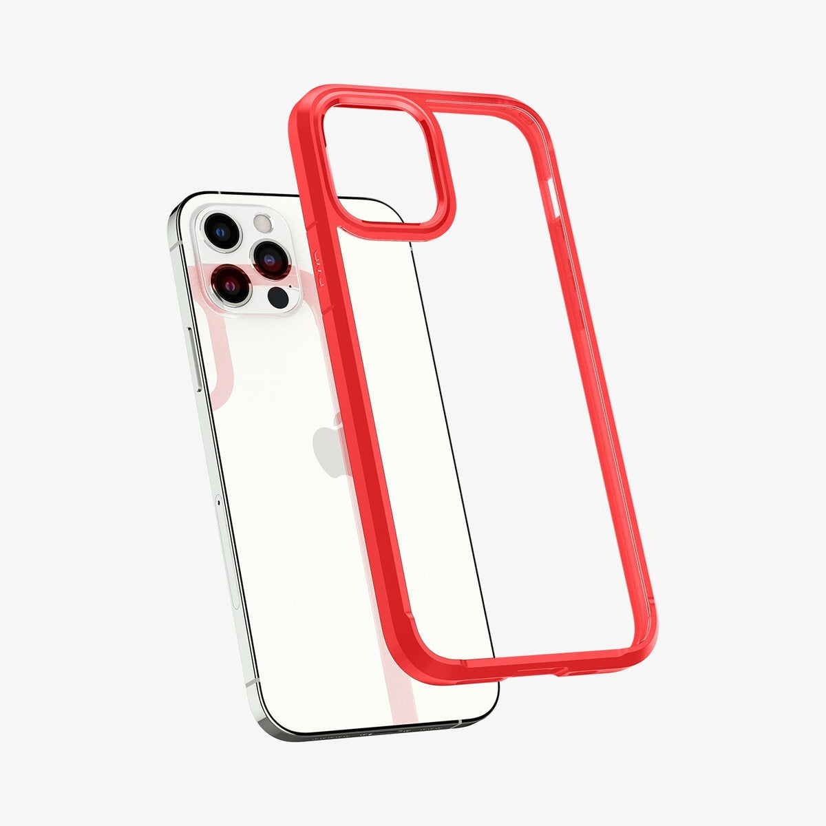 ACS01704 - iPhone 12 Pro / 12 Case Ultra Hybrid in red showing the back with case hovering away from device