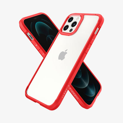 ACS01704 - iPhone 12 Pro / 12 Case Ultra Hybrid in red showing the back, front and sides