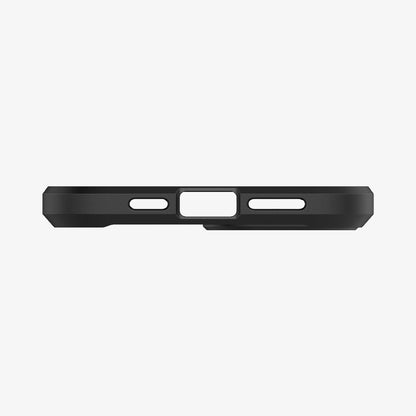 ACS01619 - iPhone 12 Pro Max Case Ultra Hybrid in matte black showing the bottom with precise cutouts