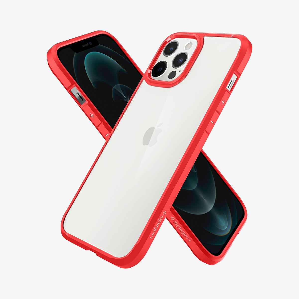ACS01620 - iPhone 12 Pro Max Case Ultra Hybrid in red showing the back, front and sides