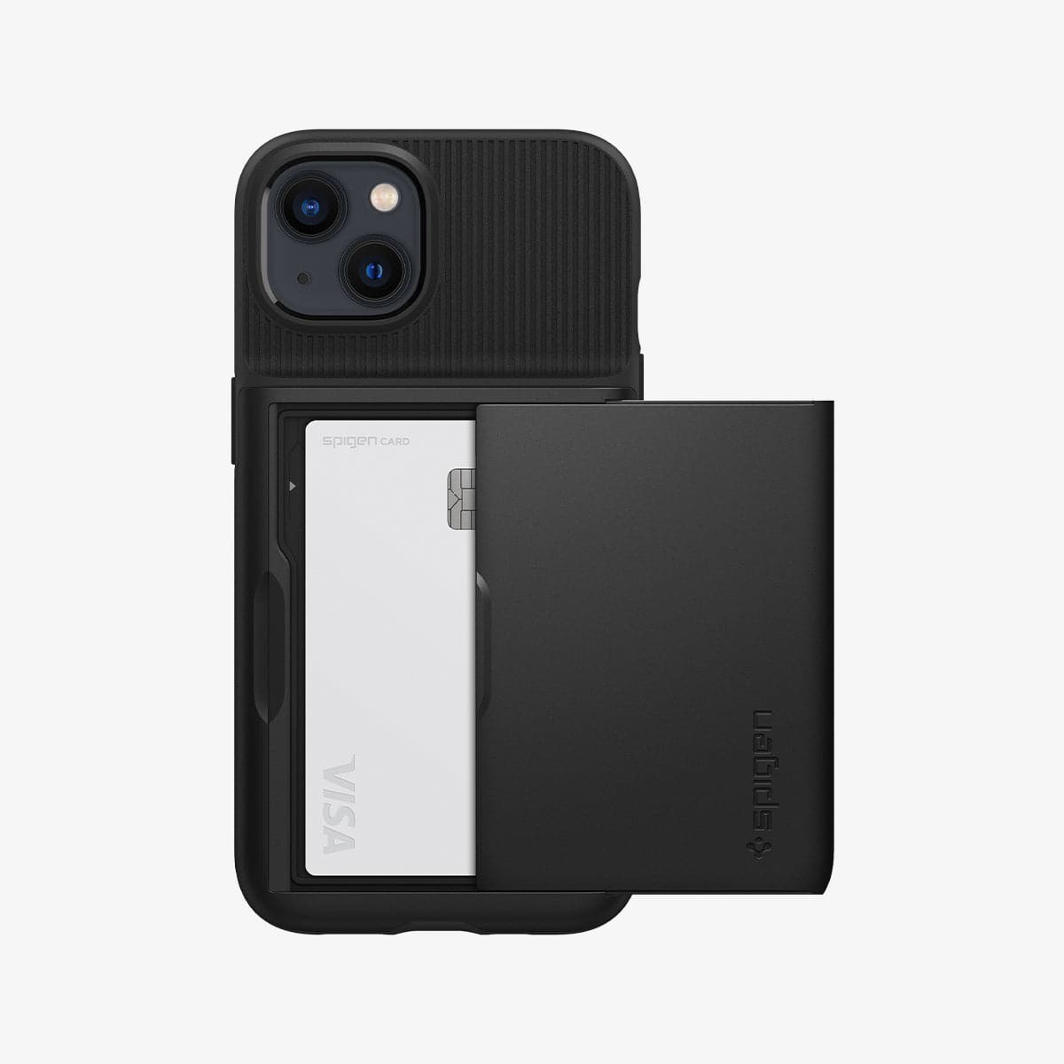 ACS03536 - iPhone 13 Case Slim Armor CS in black showing the back with card in slot
