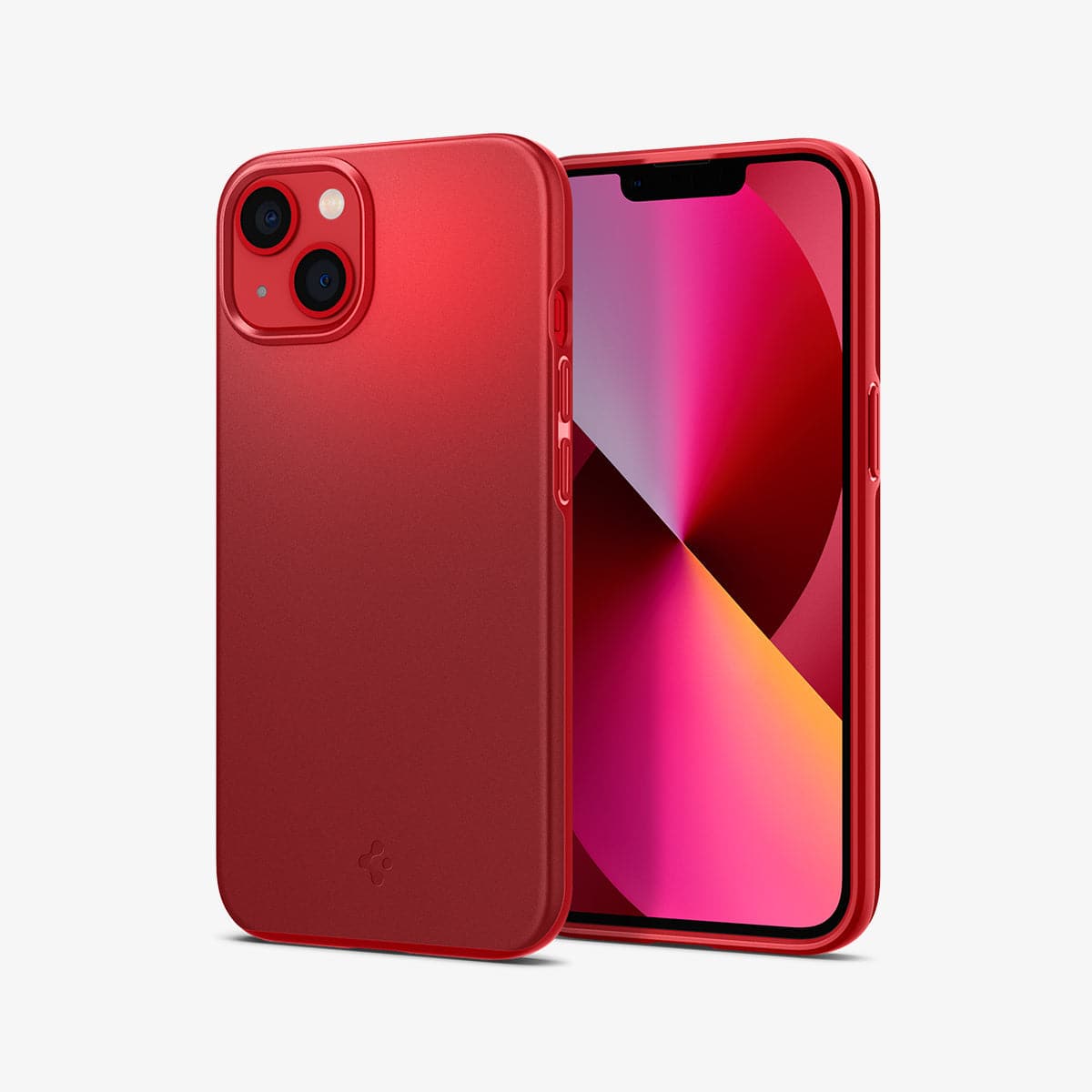 ACS03511 - iPhone 13 Case Thin Fit in red showing the back and front