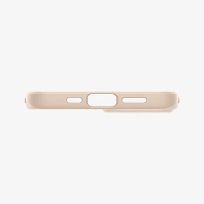 ACS03513 - iPhone 13 Case Thin Fit in sand beige showing the bottom with precise cutouts