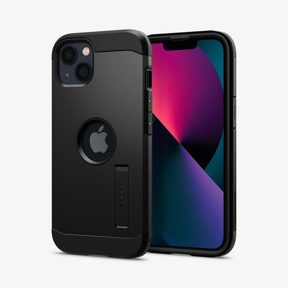 ACS03539 - iPhone 13 Case Tough Armor in black showing the back and front