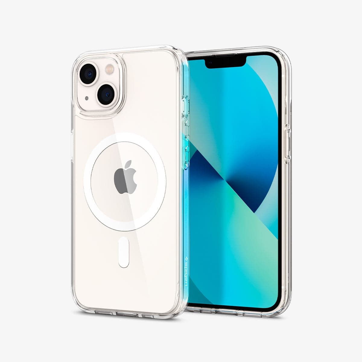 ACS03528 - iPhone 13 Case Ultra Hybrid Mag Safe Compatible in white showing the back and front