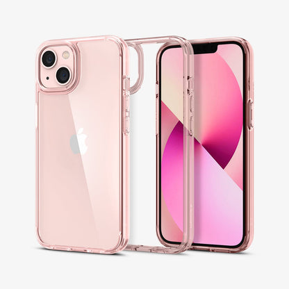 ACS03525 - iPhone 13 Case Ultra Hybrid in rose crystal showing the back, inside and front