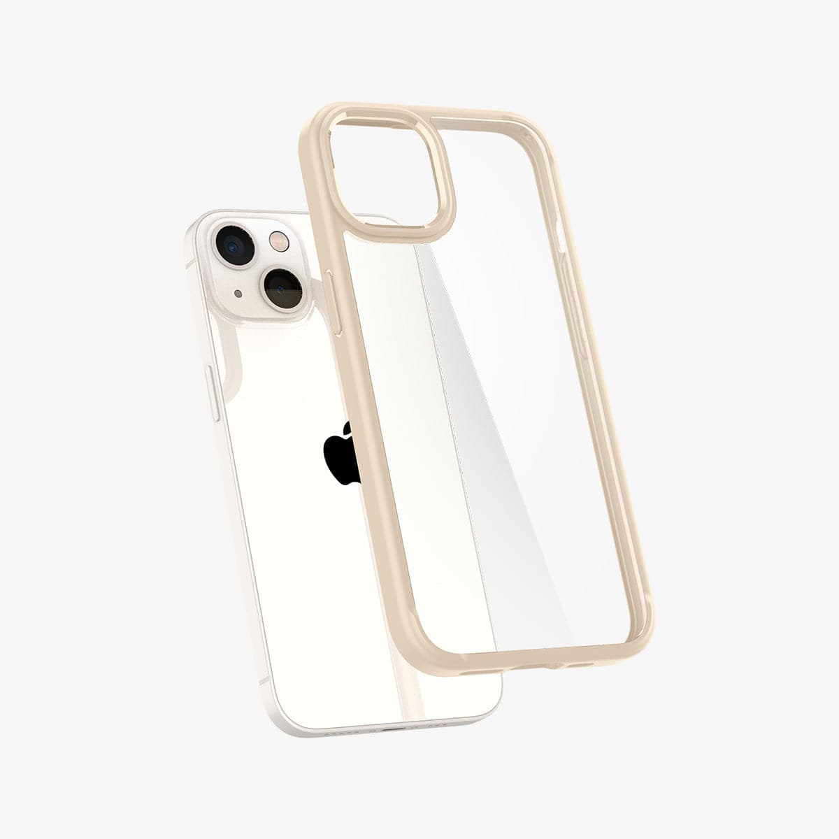 ACS03526 - iPhone 13 Case Ultra Hybrid in sand beige showing the back with case hovering away from device