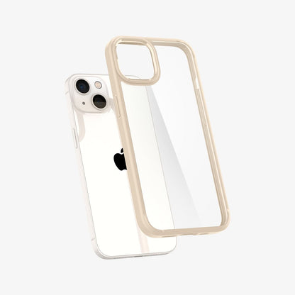 ACS03526 - iPhone 13 Case Ultra Hybrid in sand beige showing the back with case hovering away from device