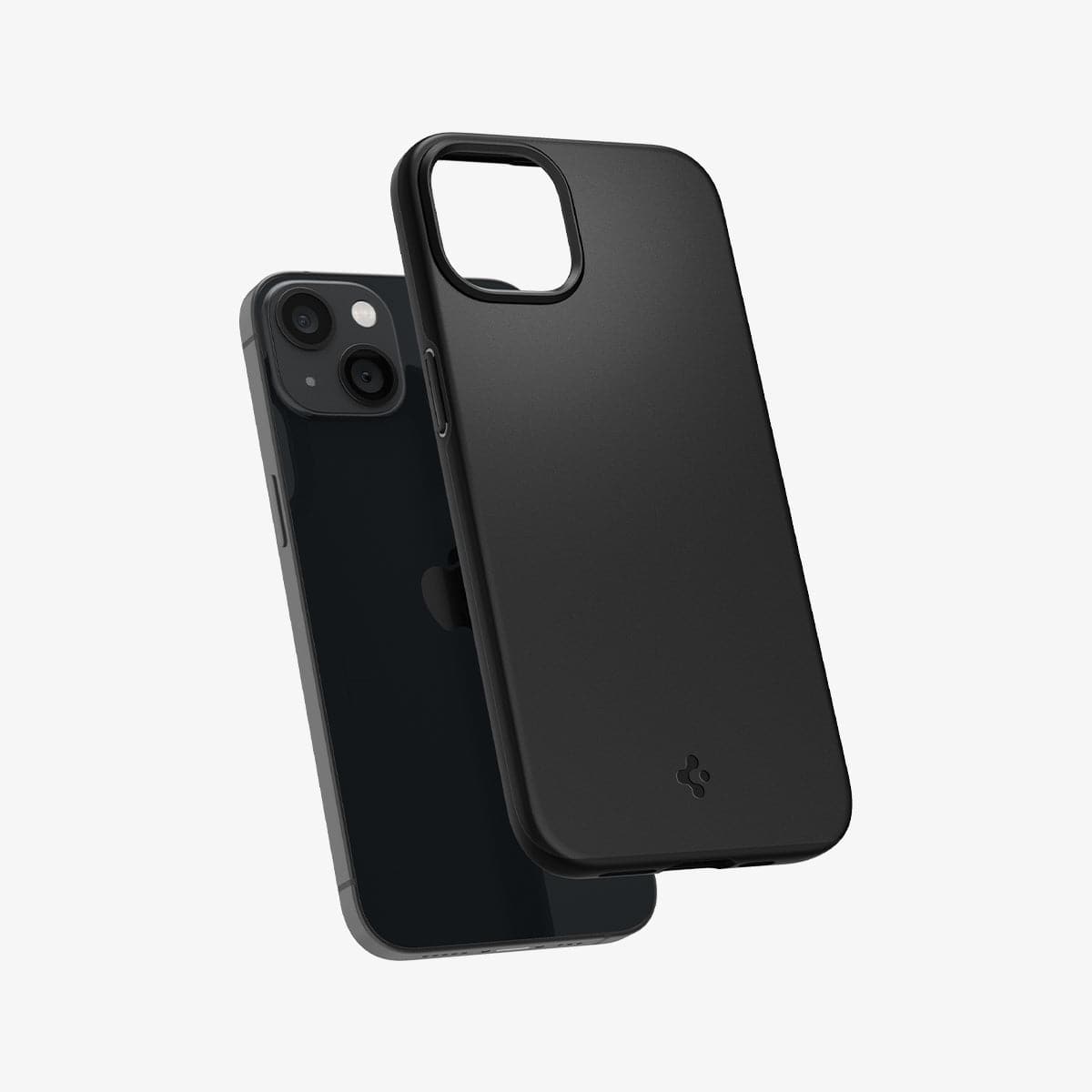 ACS03678 - iPhone 13 Mini Case Thin Fit in black showing the back with case hovering away from device