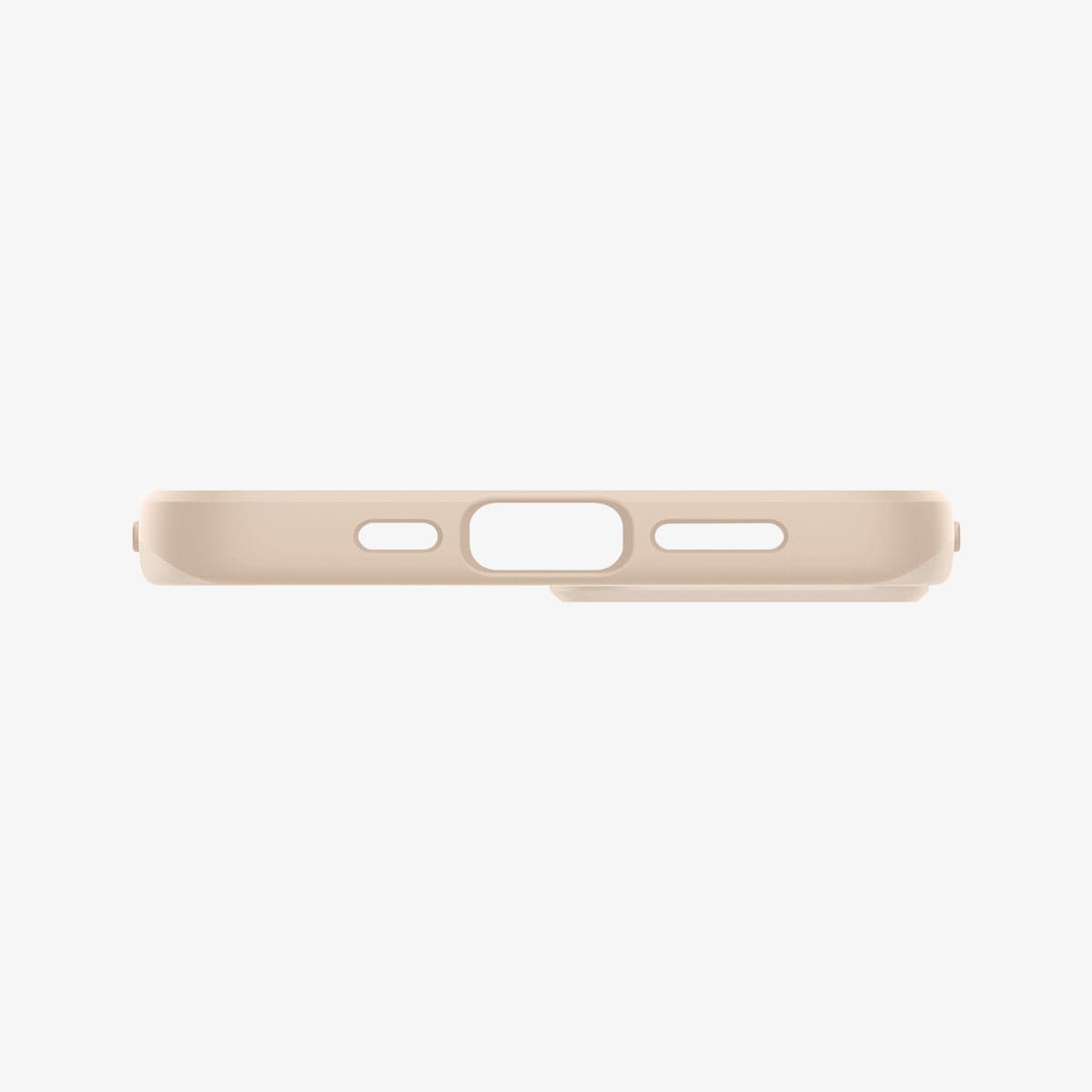 ACS03309 - iPhone 13 Mini Case Thin Fit in sand beige showing the bottom with precise cutouts