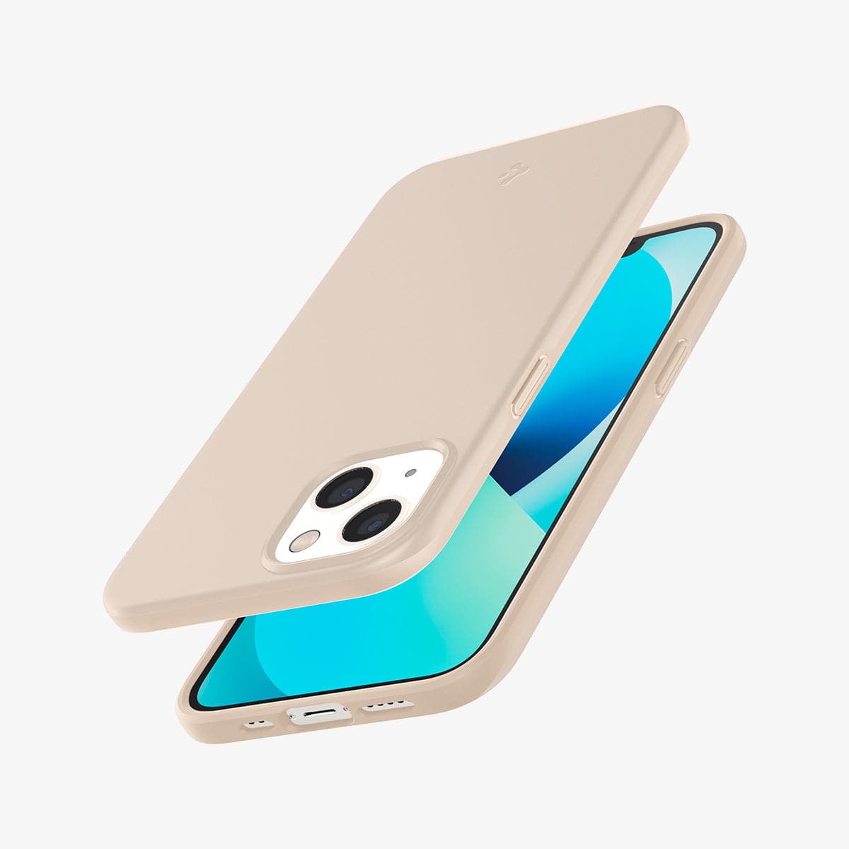 ACS03309 - iPhone 13 Mini Case Thin Fit in sand beige showing the back, front, sides, top and bottom
