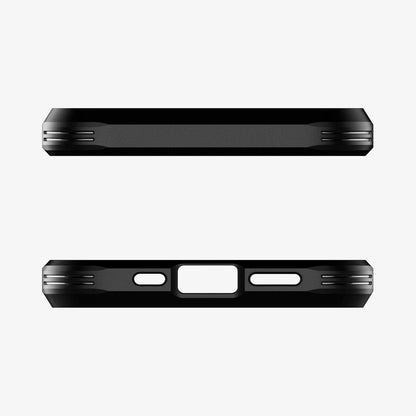 ACS03330 - iPhone 13 Mini Case Tough Armor in gunmetal showing the top and bottom with precise cutouts