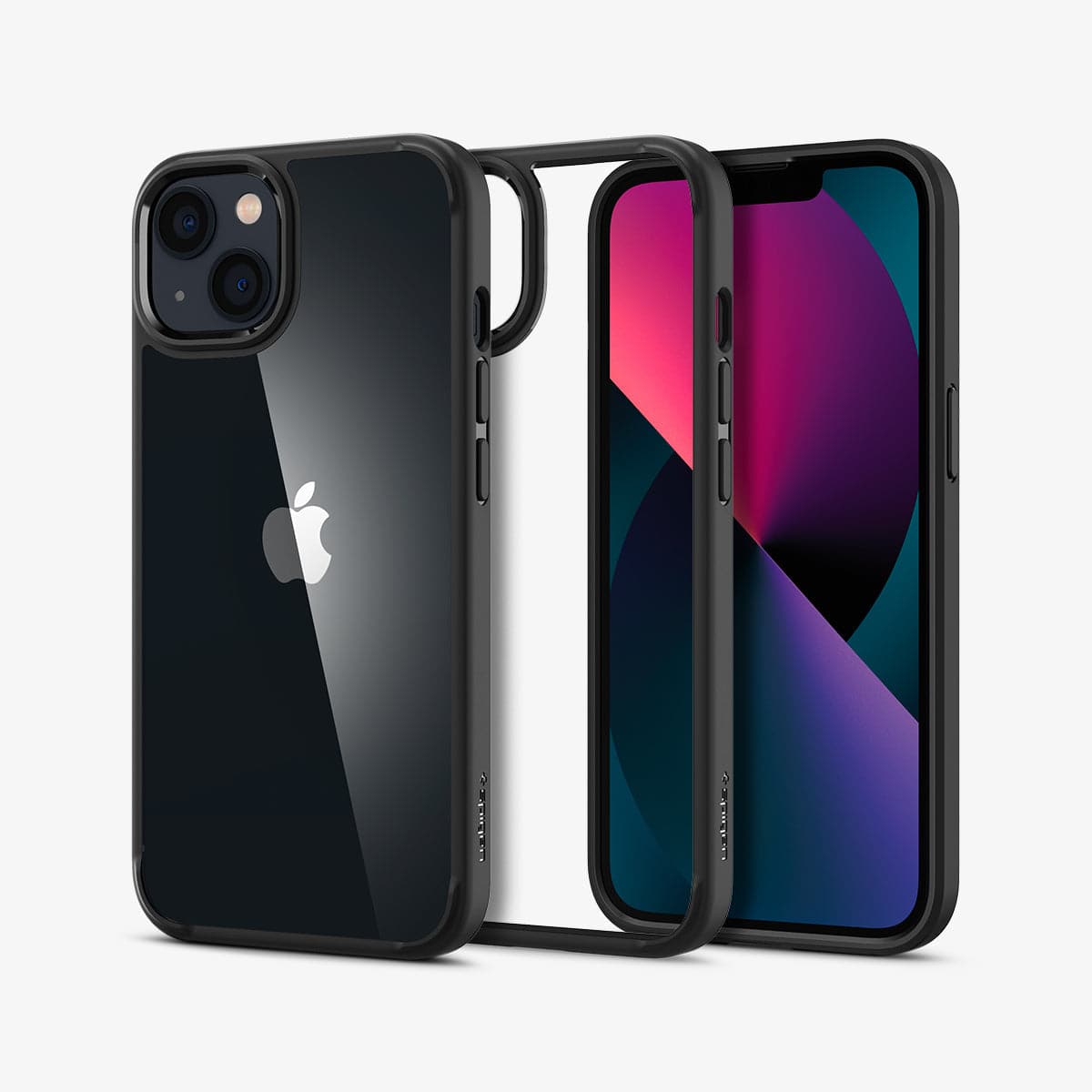 ACS03318 - iPhone 13 Mini Case Ultra Hybrid in matte black showing the back, inside and front