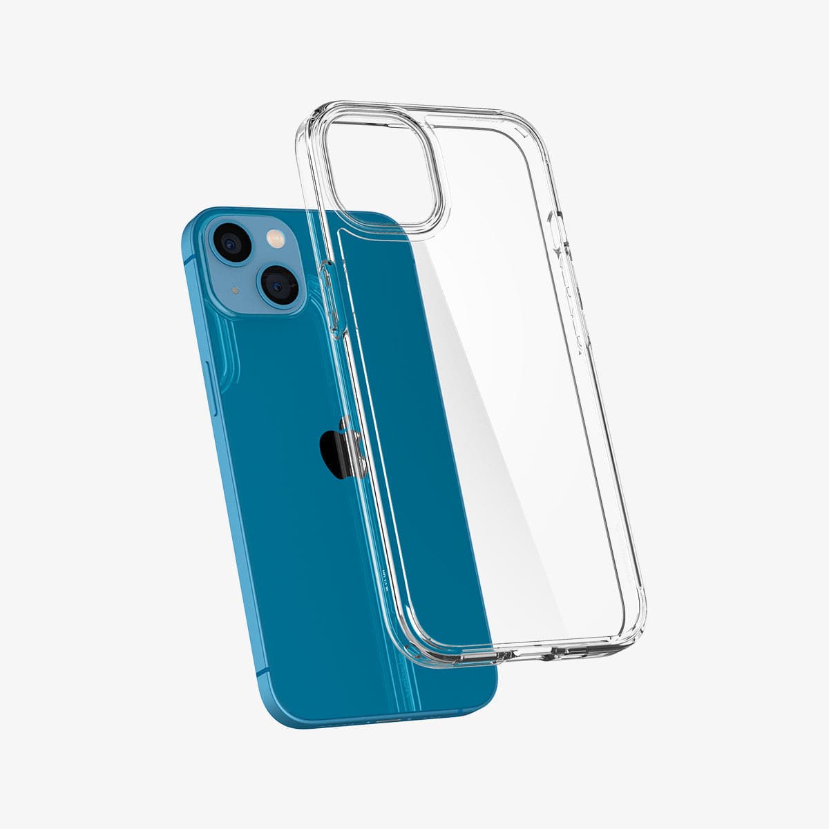 ACS03317 - iPhone 13 Mini Case Ultra Hybrid in crystal clear showing the back with case hovering away from device